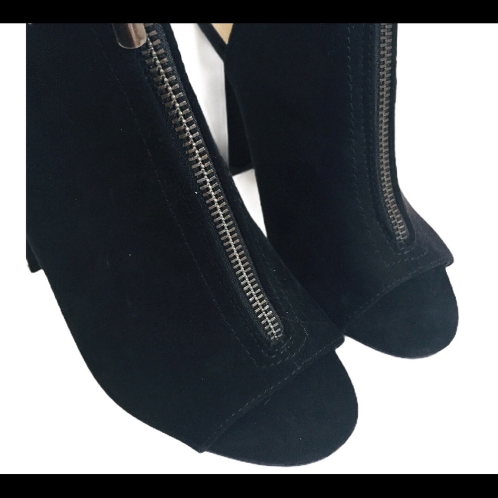 JUSTFAB Preslay Open Toe Front Zip Heeled Ankle Booties Black Size 7 - Picture 11 of 12